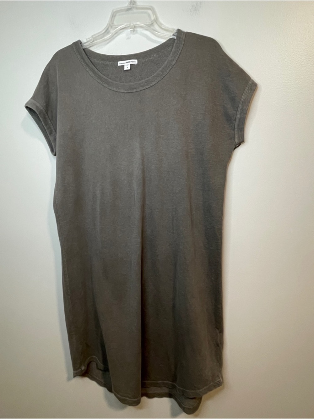 James Perse Washed Charcoal Mini Tee Dress Supima Cotton